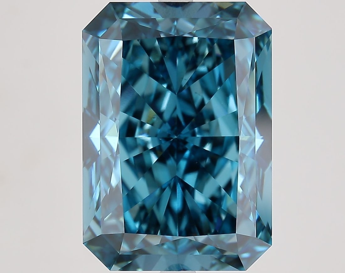 Loose Diamond - RADIANT 12.04ct Fancy Vivid Blue VS1: Loose Diamond - RADIANT 12.04ct Fancy Vivid Blue VS1 Source: This is a real non-mined Diamond that has been grown in a lab Shape: RADIANT Carats: 12.04 Color: Fancy Vivid Blue Certification: IGI Video