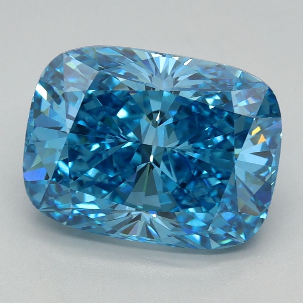 Loose Diamond - CUSHION BRILLIANT 3.47ct Fancy Vivid Blue VS1: Loose Diamond - CUSHION BRILLIANT 3.47ct Fancy Vivid Blue VS1 Source: This is a real non-mined Diamond that has been grown in a lab Shape: CUSHION BRILLIANT Carats: 3.47 Color: Fancy Vivid Blue Certif