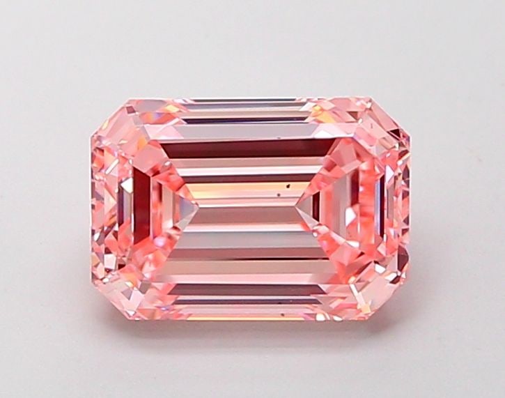 Loose Diamond - EMERALD 2.56ct Fancy Vivid Pink VS2: Loose Diamond - EMERALD 2.56ct Fancy Vivid Pink VS2 Source: This is a real non-mined Diamond that has been grown in a lab Shape: EMERALD Carats: 2.56 Color: Fancy Vivid Pink Certification: IGI Video: