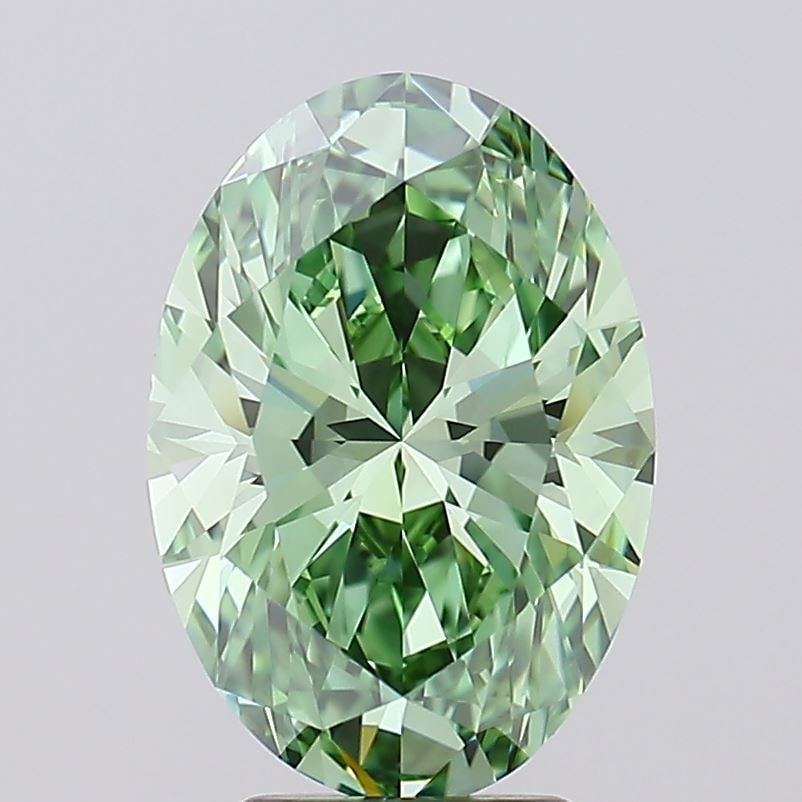 Loose Diamond - OVAL 3.51ct Fancy Vivid Green FL: Loose Diamond - OVAL 3.51ct Fancy Vivid Green FL Source: This is a real non-mined Diamond that has been grown in a lab Shape: OVAL Carats: 3.51 Color: Fancy Vivid Green Certification: IGI Video: