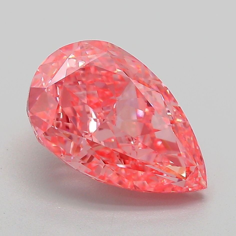 Loose Diamond - PEAR 3.13ct Fancy Vivid Pink VVS2: Loose Diamond - PEAR 3.13ct Fancy Vivid Pink VVS2 Source: This is a real non-mined Diamond that has been grown in a lab Shape: PEAR Carats: 3.13 Color: Fancy Vivid Pink Certification: IGI Video: