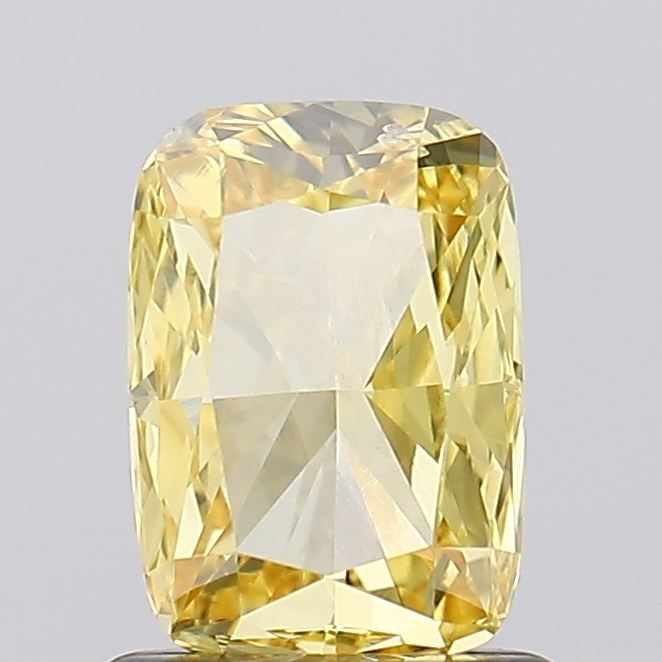 Loose Diamond - CUSHION MODIFIED 1.01ct Fancy Intense Yellow VS1: Loose Diamond - CUSHION MODIFIED 1.01ct Fancy Intense Yellow VS1 Source: This is a real non-mined Diamond that has been grown in a lab Shape: CUSHION MODIFIED Carats: 1.01 Color: Fancy Intense Yellow