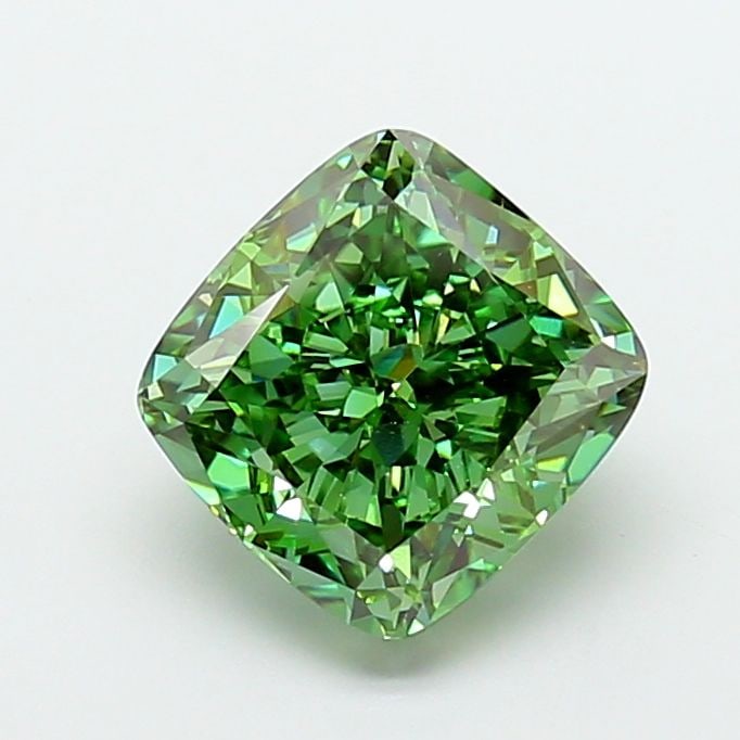 Loose Diamond - CUSHION MODIFIED 5.07ct Fancy Vivid Green VVS2: Loose Diamond - CUSHION MODIFIED 5.07ct Fancy Vivid Green VVS2 Source: This is a real non-mined Diamond that has been grown in a lab Shape: CUSHION MODIFIED Carats: 5.07 Color: Fancy Vivid Green Certi