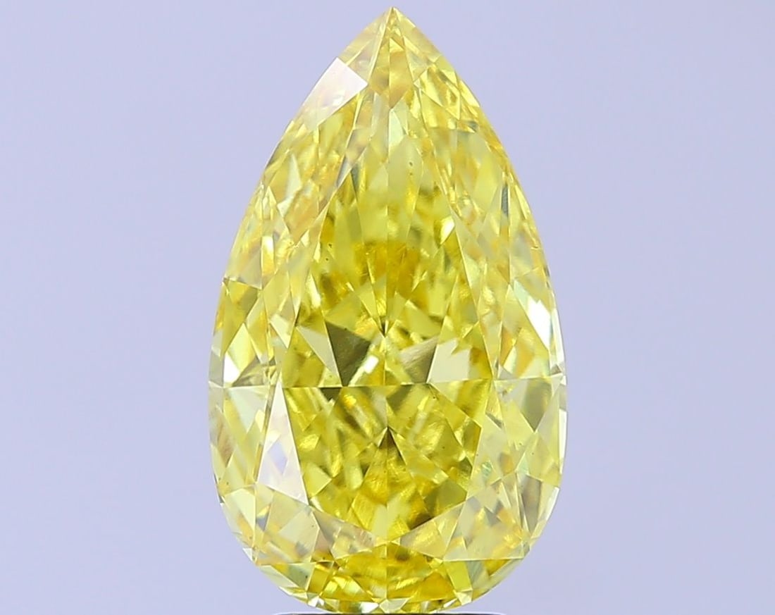Loose Diamond - PEAR 5.54ct Fancy Vivid Yellow VS1: Loose Diamond - PEAR 5.54ct Fancy Vivid Yellow VS1 Source: This is a real non-mined Diamond that has been grown in a lab Shape: PEAR Carats: 5.54 Color: Fancy Vivid Yellow Certification: IGI Video: