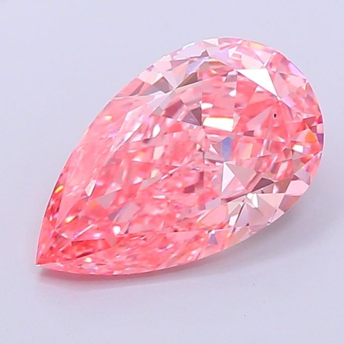 Loose Diamond - PEAR 3.4ct Fancy Vivid Pink VS2: Loose Diamond - PEAR 3.4ct Fancy Vivid Pink VS2 Source: This is a real non-mined Diamond that has been grown in a lab Shape: PEAR Carats: 3.4 Color: Fancy Vivid Pink Certification: IGI Video: