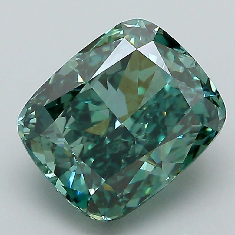 Loose Diamond - CUSHION MODIFIED 2.9ct Fancy Vivid Green VS1: Loose Diamond - CUSHION MODIFIED 2.9ct Fancy Vivid Green VS1 Source: This is a real non-mined Diamond that has been grown in a lab Shape: CUSHION MODIFIED Carats: 2.9 Color: Fancy Vivid Green Certific