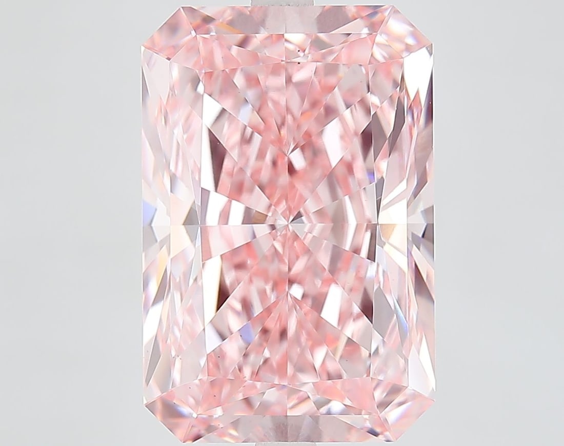 Loose Diamond - RADIANT 9.56ct Fancy Vivid Pink VS1: Loose Diamond - RADIANT 9.56ct Fancy Vivid Pink VS1 Source: This is a real non-mined Diamond that has been grown in a lab Shape: RADIANT Carats: 9.56 Color: Fancy Vivid Pink Certification: IGI Video: