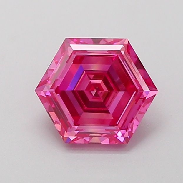 Loose Diamond - HEXAGONAL 1.41ct Fancy Vivid Pink VS1: Loose Diamond - HEXAGONAL 1.41ct Fancy Vivid Pink VS1 Source: This is a real non-mined Diamond that has been grown in a lab Shape: HEXAGONAL Carats: 1.41 Color: Fancy Vivid Pink Certification: IGI Vid
