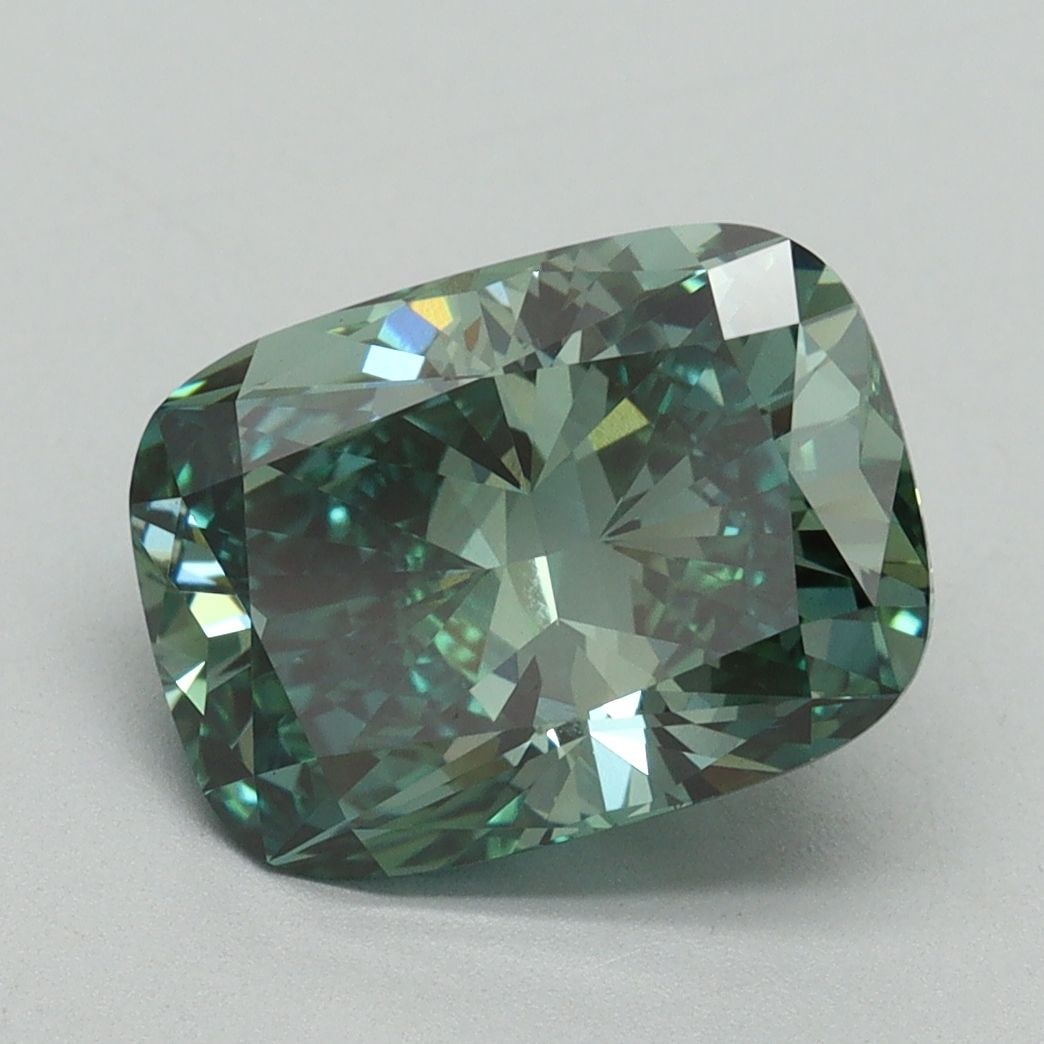 Loose Diamond - CUSHION BRILLIANT 3.14ct Fancy Vivid Green VS1 (1 of 1)