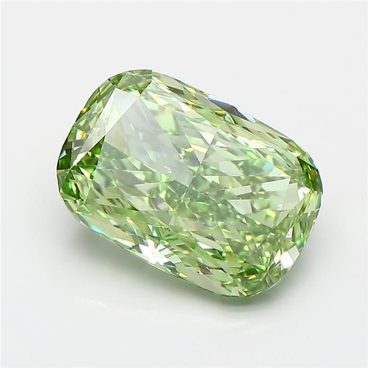 Loose Diamond - CUSHION MODIFIED 4.31ct Fancy Vivid Green VS1: Loose Diamond - CUSHION MODIFIED 4.31ct Fancy Vivid Green VS1 Source: This is a real non-mined Diamond that has been grown in a lab Shape: CUSHION MODIFIED Carats: 4.31 Color: Fancy Vivid Green Certif