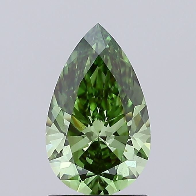 Loose Diamond - PEAR 1.19ct Fancy Vivid Green VS2: Loose Diamond - PEAR 1.19ct Fancy Vivid Green VS2 Source: This is a real non-mined Diamond that has been grown in a lab Shape: PEAR Carats: 1.19 Color: Fancy Vivid Green Certification: IGI Video: