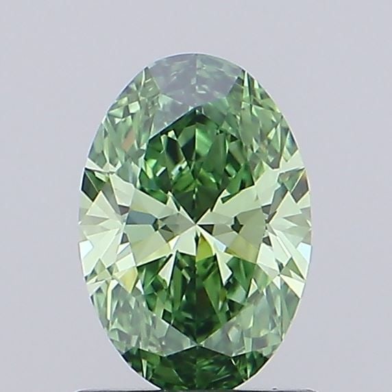 Loose Diamond - OVAL 0.84ct Fancy Vivid Green VVS2: Loose Diamond - OVAL 0.84ct Fancy Vivid Green VVS2 Source: This is a real non-mined Diamond that has been grown in a lab Shape: OVAL Carats: 0.84 Color: Fancy Vivid Green Certification: IGI Video: