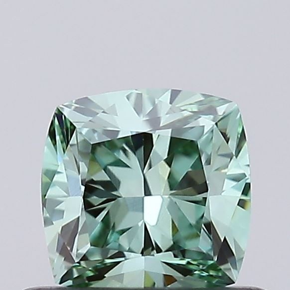 Loose Diamond - CUSHION MODIFIED 0.53ct Fancy Vivid Green VVS2: Loose Diamond - CUSHION MODIFIED 0.53ct Fancy Vivid Green VVS2 Source: This is a real non-mined Diamond that has been grown in a lab Shape: CUSHION MODIFIED Carats: 0.53 Color: Fancy Vivid Green Certi