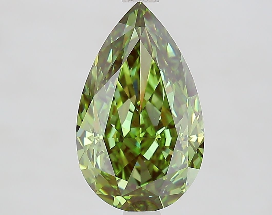 Loose Diamond - PEAR 3.1ct Fancy Vivid Green VVS2: Loose Diamond - PEAR 3.1ct Fancy Vivid Green VVS2 Source: This is a real non-mined Diamond that has been grown in a lab Shape: PEAR Carats: 3.1 Color: Fancy Vivid Green Certification: IGI Video: