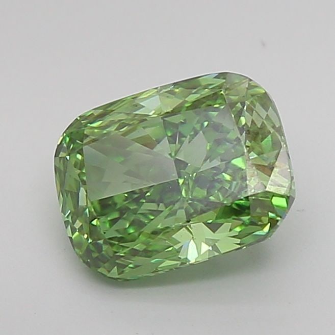 Loose Diamond - CUSHION MODIFIED 1.69ct Fancy Vivid Green VS1: Loose Diamond - CUSHION MODIFIED 1.69ct Fancy Vivid Green VS1 Source: This is a real non-mined Diamond that has been grown in a lab Shape: CUSHION MODIFIED Carats: 1.69 Color: Fancy Vivid Green Certif