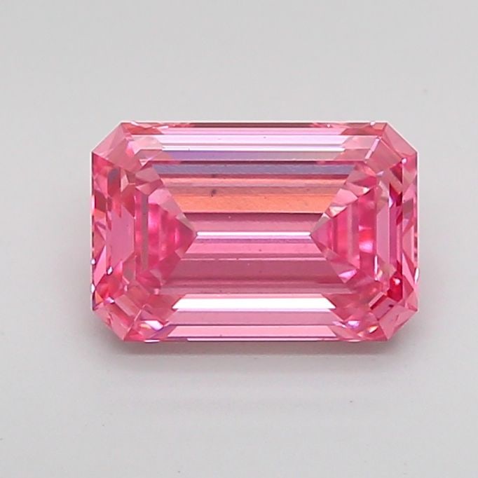 Loose Diamond - EMERALD 1.57ct Fancy Vivid Pink VS2: Loose Diamond - EMERALD 1.57ct Fancy Vivid Pink VS2 Source: This is a real non-mined Diamond that has been grown in a lab Shape: EMERALD Carats: 1.57 Color: Fancy Vivid Pink Certification: IGI Video: