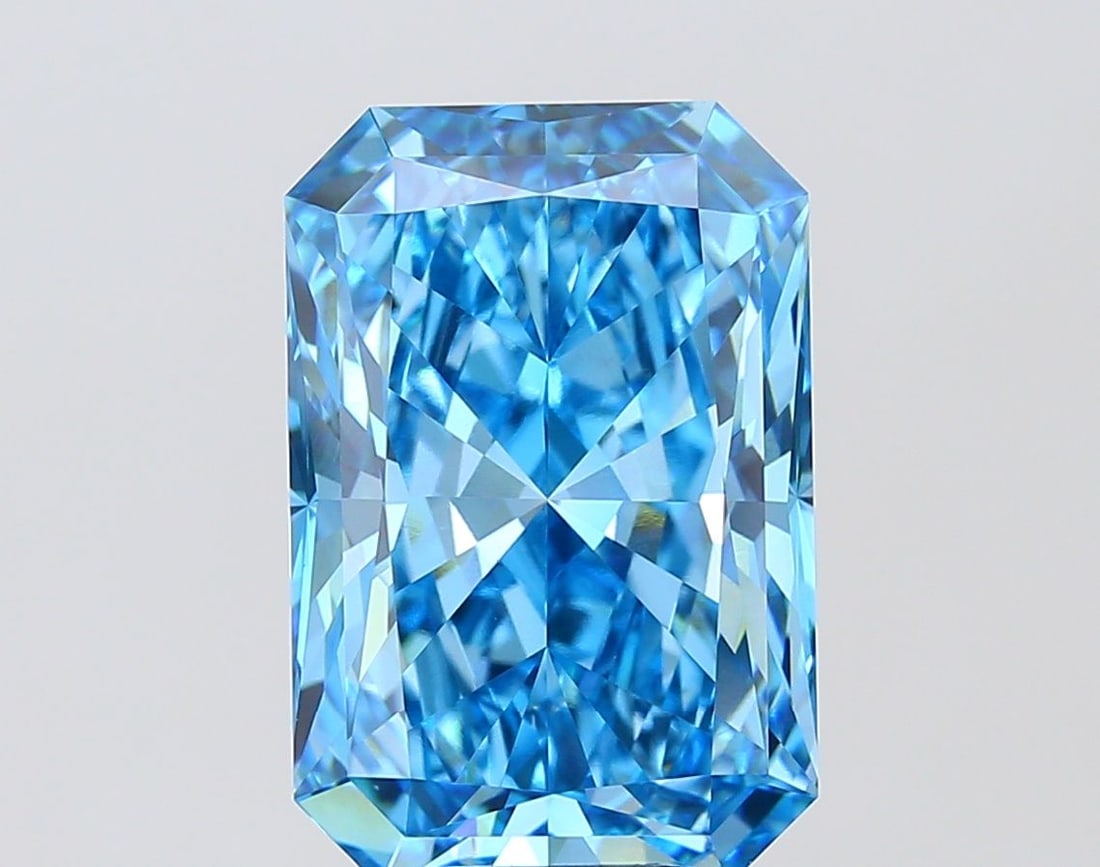 Loose Diamond - RADIANT 8.04ct Fancy Vivid Blue VVS2: Loose Diamond - RADIANT 8.04ct Fancy Vivid Blue VVS2 Source: This is a real non-mined Diamond that has been grown in a lab Shape: RADIANT Carats: 8.04 Color: Fancy Vivid Blue Certification: IGI Video:
