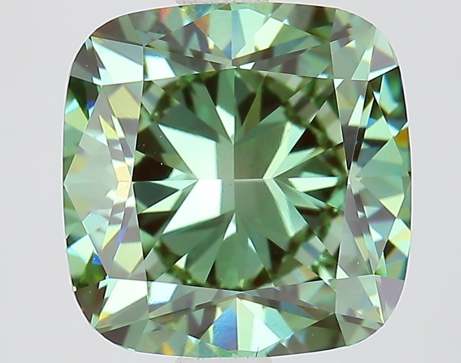 Loose Diamond - CUSHION MODIFIED 2.63ct Fancy Vivid Green VVS2: Loose Diamond - CUSHION MODIFIED 2.63ct Fancy Vivid Green VVS2 Source: This is a real non-mined Diamond that has been grown in a lab Shape: CUSHION MODIFIED Carats: 2.63 Color: Fancy Vivid Green Certi