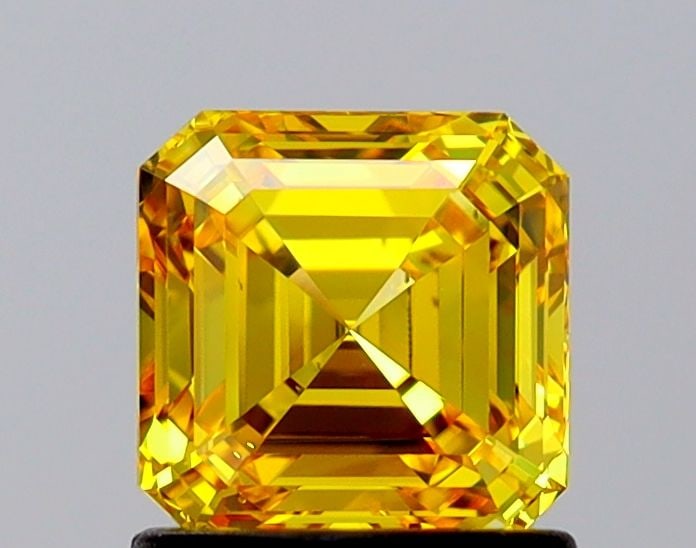 Loose Diamond - ASSCHER 1.19ct Fancy Vivid Yellow VS2: Loose Diamond - ASSCHER 1.19ct Fancy Vivid Yellow VS2 Source: This is a real non-mined Diamond that has been grown in a lab Shape: ASSCHER Carats: 1.19 Color: Fancy Vivid Yellow Certification: IGI Vid