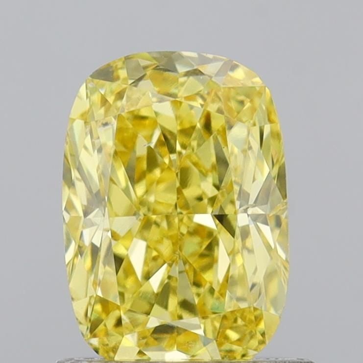 Loose Diamond - CUSHION MODIFIED 0.83ct Fancy Intense Yellow VS2: Loose Diamond - CUSHION MODIFIED 0.83ct Fancy Intense Yellow VS2 Source: This is a real non-mined Diamond that has been grown in a lab Shape: CUSHION MODIFIED Carats: 0.83 Color: Fancy Intense Yellow 