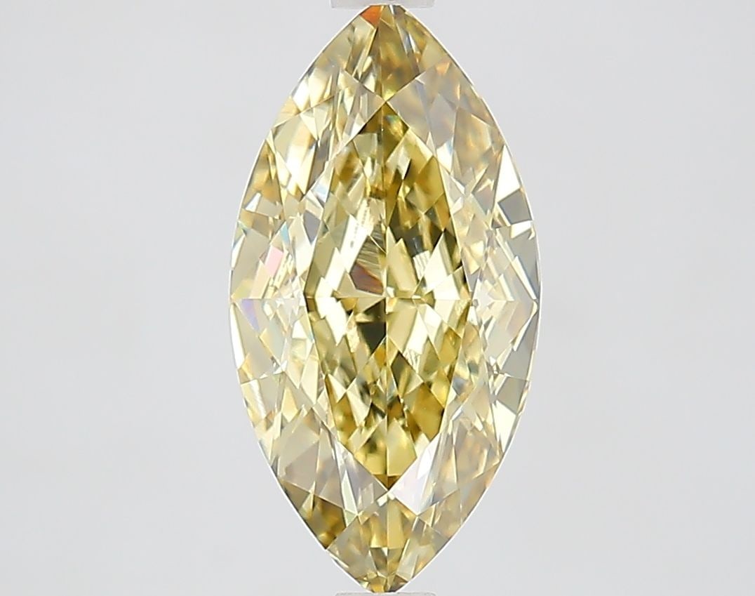 Loose Diamond - MARQUISE 2.5ct Fancy Gray Yellow VVS2: Loose Diamond - MARQUISE 2.5ct Fancy Gray Yellow VVS2 Source: This is a real non-mined Diamond that has been grown in a lab Shape: MARQUISE Carats: 2.5 Color: Fancy Gray Yellow Certification: IGI Vide
