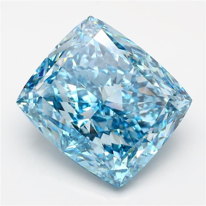 Loose Diamond - CUSHION MODIFIED 50.11ct Fancy Vivid Blue VS2: Loose Diamond - CUSHION MODIFIED 50.11ct Fancy Vivid Blue VS2 Source: This is a real non-mined Diamond that has been grown in a lab Shape: CUSHION MODIFIED Carats: 50.11 Color: Fancy Vivid Blue Certif