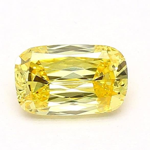 Loose Diamond - CUSHION MODIFIED 0.84ct Fancy Vivid Yellow VVS2: Loose Diamond - CUSHION MODIFIED 0.84ct Fancy Vivid Yellow VVS2 Source: This is a real non-mined Diamond that has been grown in a lab Shape: CUSHION MODIFIED Carats: 0.84 Color: Fancy Vivid Yellow Cer