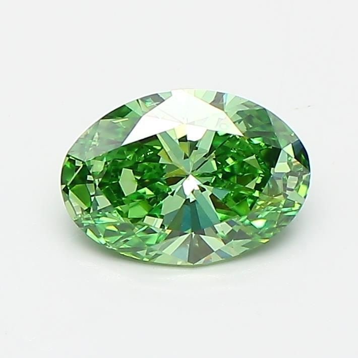 Loose Diamond - OVAL 0.81ct Fancy Vivid Green VS2: Loose Diamond - OVAL 0.81ct Fancy Vivid Green VS2 Source: This is a real non-mined Diamond that has been grown in a lab Shape: OVAL Carats: 0.81 Color: Fancy Vivid Green Certification: IGI Video:
