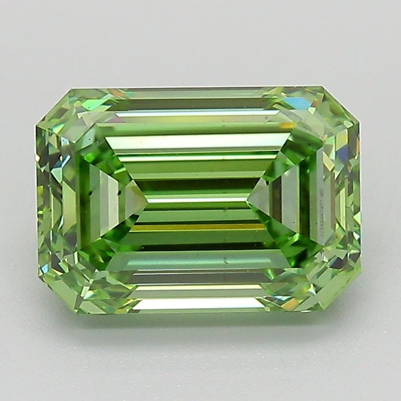Loose Diamond - EMERALD 2.58ct Fancy Vivid Green VS2: Loose Diamond - EMERALD 2.58ct Fancy Vivid Green VS2 Source: This is a real non-mined Diamond that has been grown in a lab Shape: EMERALD Carats: 2.58 Color: Fancy Vivid Green Certification: IGI Addit