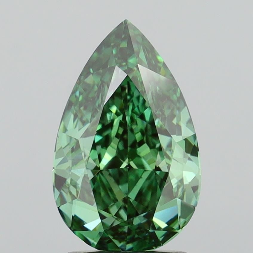 Loose Diamond - PEAR 2.1ct Fancy Vivid Green VVS2: Loose Diamond - PEAR 2.1ct Fancy Vivid Green VVS2 Source: This is a real non-mined Diamond that has been grown in a lab Shape: PEAR Carats: 2.1 Color: Fancy Vivid Green Certification: IGI Video: