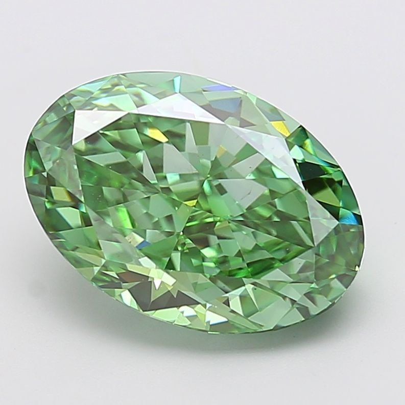 Loose Diamond - OVAL 7.04ct Fancy Vivid Green VS1: Loose Diamond - OVAL 7.04ct Fancy Vivid Green VS1 Source: This is a real non-mined Diamond that has been grown in a lab Shape: OVAL Carats: 7.04 Color: Fancy Vivid Green Certification: IGI Video: