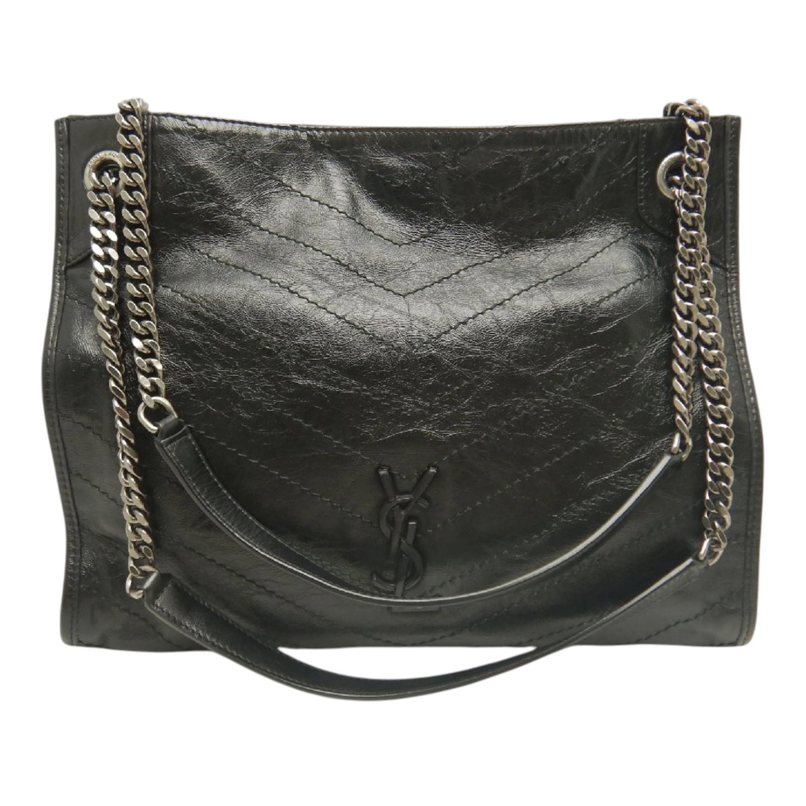 Saint Laurent Niki Shopper Tote Medium Black Crinkled Calfskin (1 of 17)