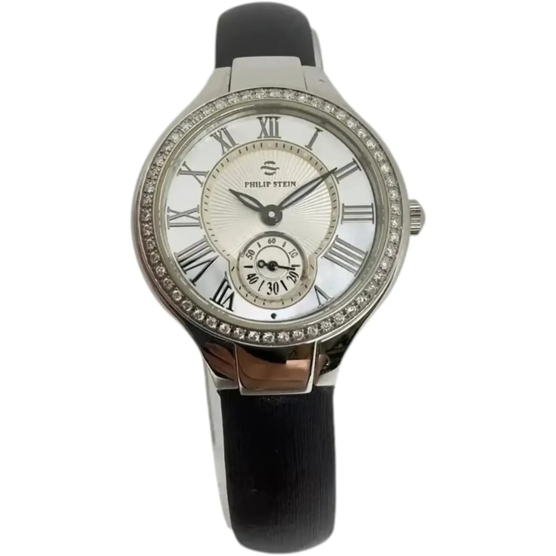 Philip Stein 44D-FMOP ladies quartz watch 28mm MOP dial blue leather strap (1 of 3)