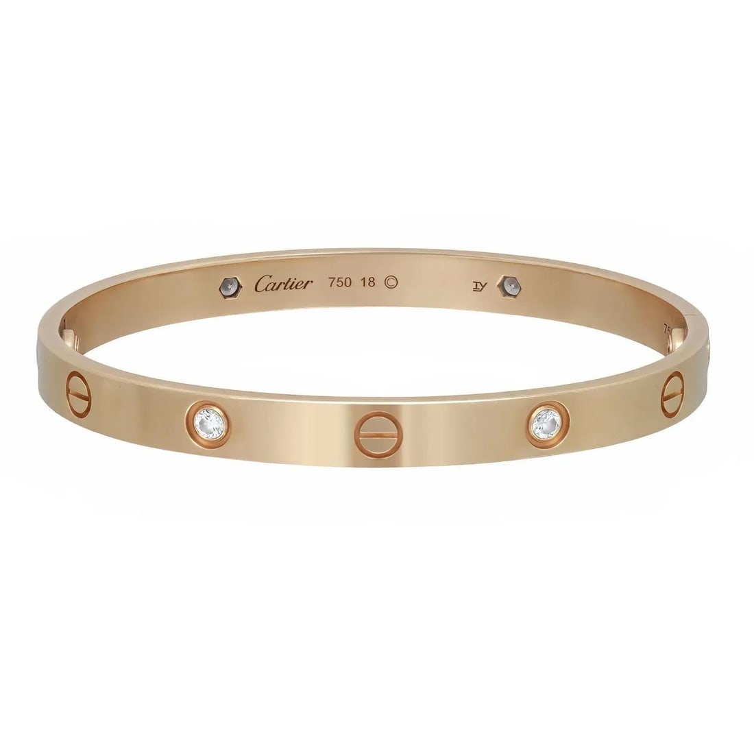 Cartier Love Bracelet 18K Yellow Gold 4 Diamonds Classic Model: Cartier Love Bracelet 18K Yellow Gold 4 Diamonds Classic Model The Cartier Love Bracelet is a timeless piece, expertly crafted in 18K yellow gold and adorned with 4 round brilliant cut diamonds totali