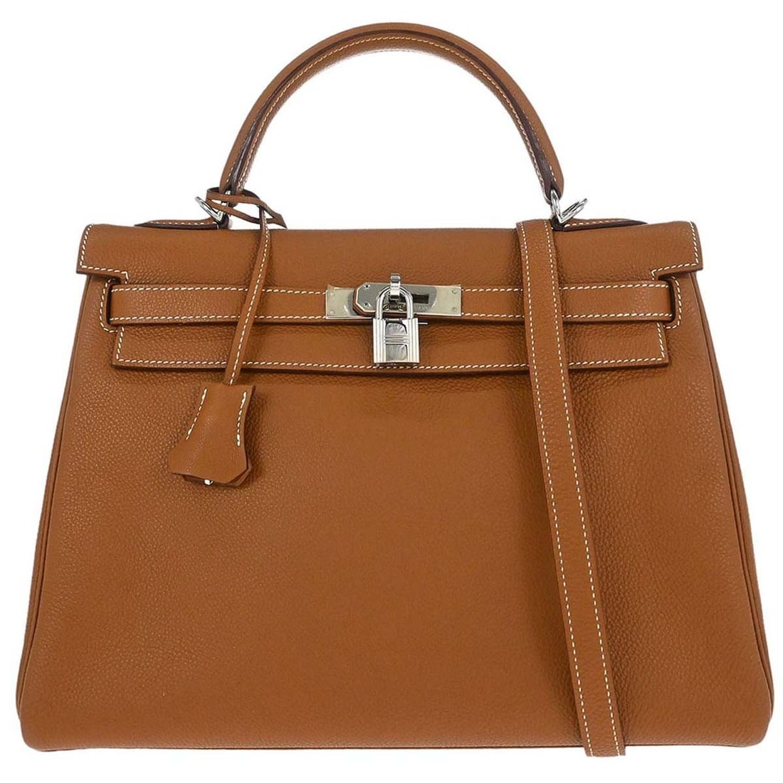 Hermes Kelly Handbag Brown Togo Leather Palladium Hardware (1 of 18)