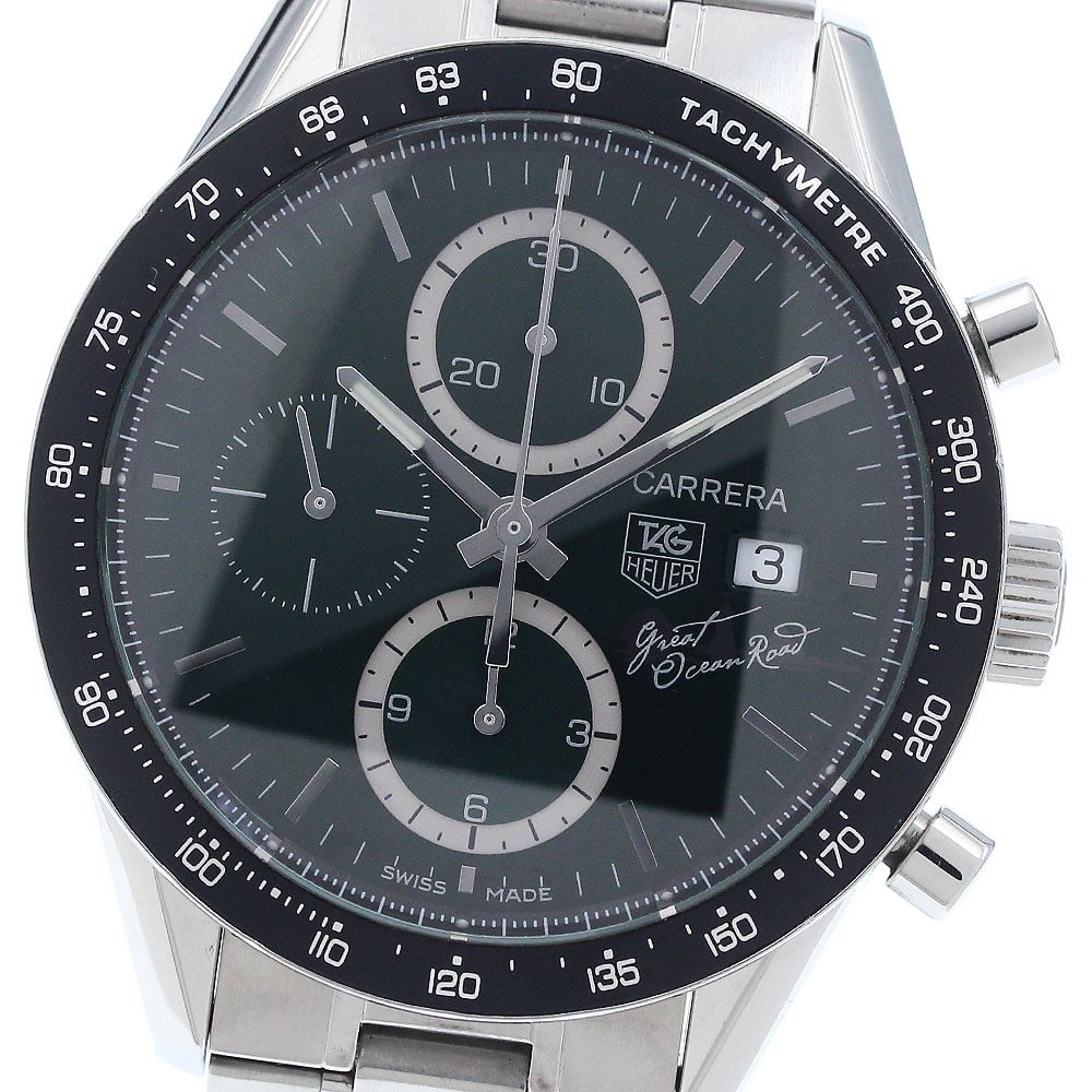 TAG Heuer Carrera Great Ocean Road CV201F Mens Automatic Chronograph Watch: TAG Heuer Carrera Great Ocean Road CV201F Mens Automatic Chronograph Watch TAG Heuer Carrera Great Ocean Road wristwatch with automatic movement and a green dial. This limited edition model features a