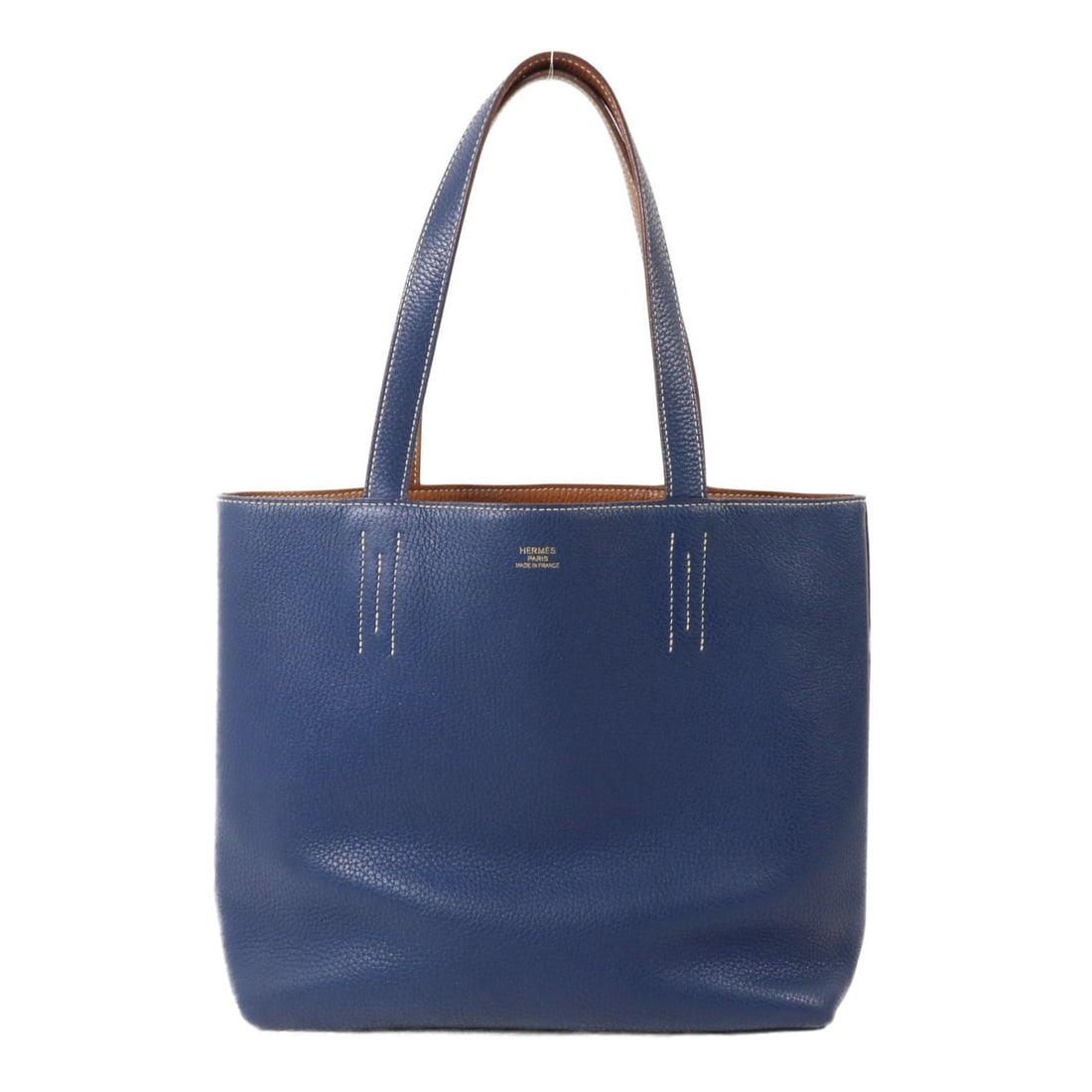 Hermes Double Sens 28 Taurillon Clemence Leather Tote Deep Bleu Gold (1 of 15)