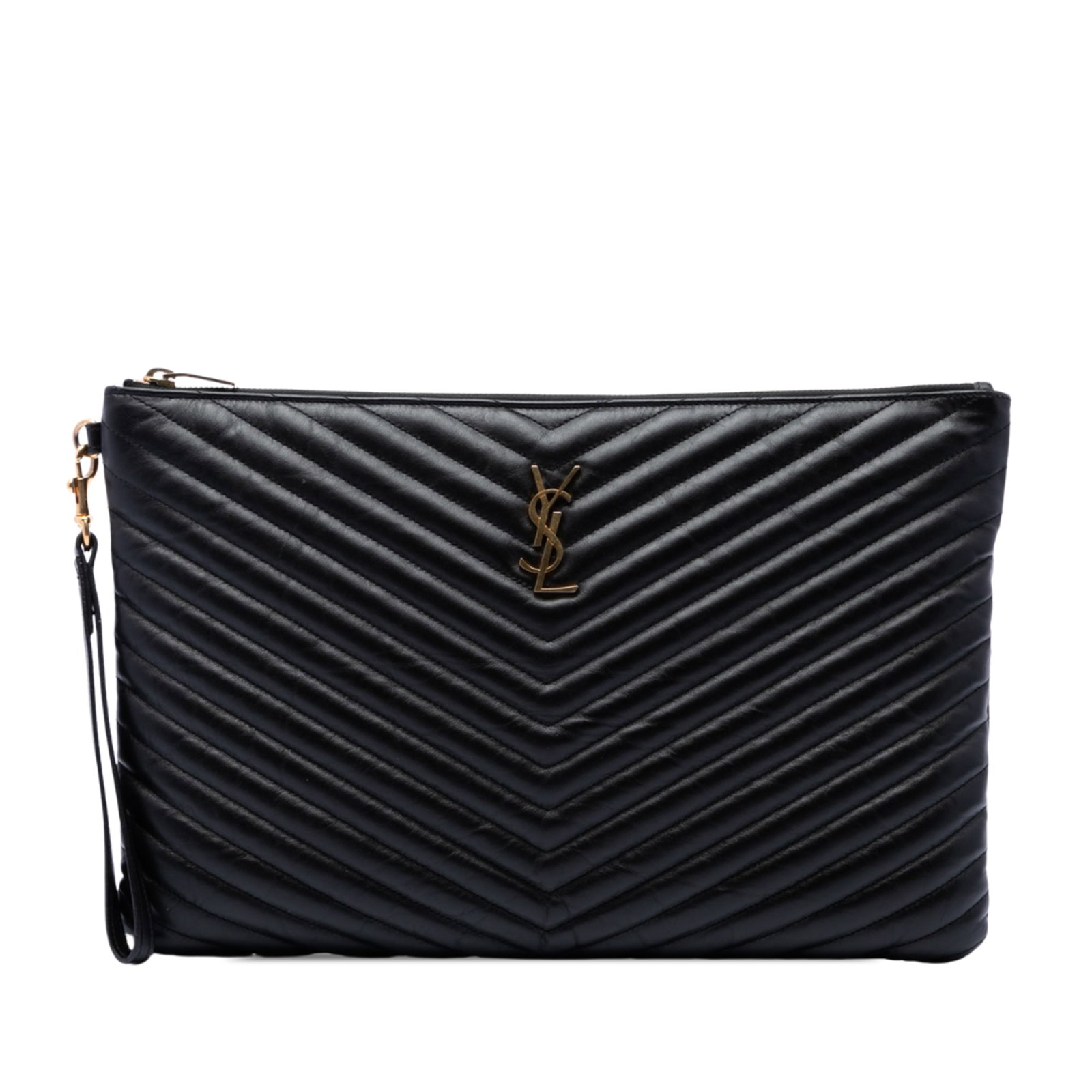 Saint Laurent Cassandre black quilted leather document holder clutch (1 of 6)