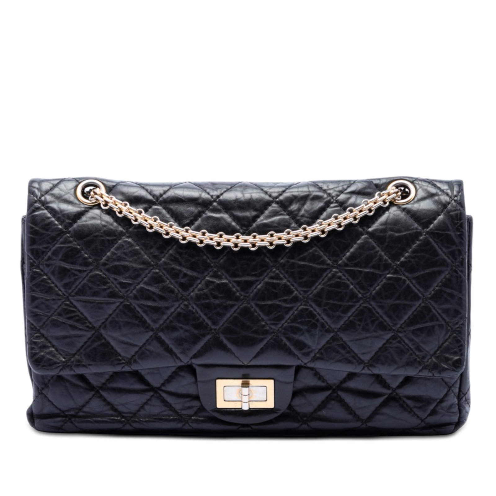 Chanel Reissue 2.55 227 Quilted Aged Calfskin Shoulder Bag Black (1 of 6)
