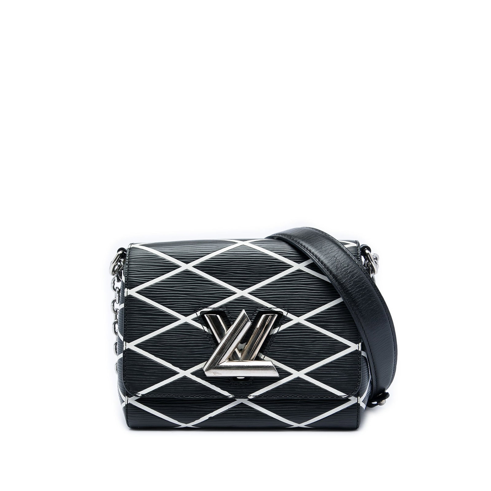 Louis Vuitton Twist Shoulder Bag in Black Epi Leather: Louis Vuitton Twist Shoulder Bag in Black Epi Leather Louis Vuitton Epi Malletage Twist bag crafted in black epi leather with a chain strap and leather guard. The design features a front flap with LV 