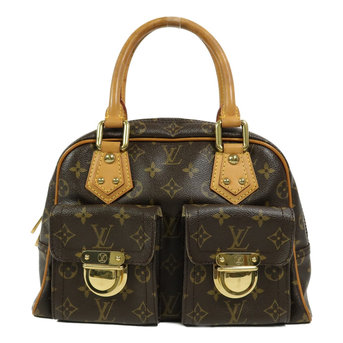 Louis Vuitton Manhattan PM M40026 Monogram Handbag Brown: Louis Vuitton Manhattan PM M40026 Monogram Handbag Brown Louis Vuitton Manhattan PM handbag in brown Monogram PVC coated canvas. This women's handbag features a structured silhouette with two exterior
