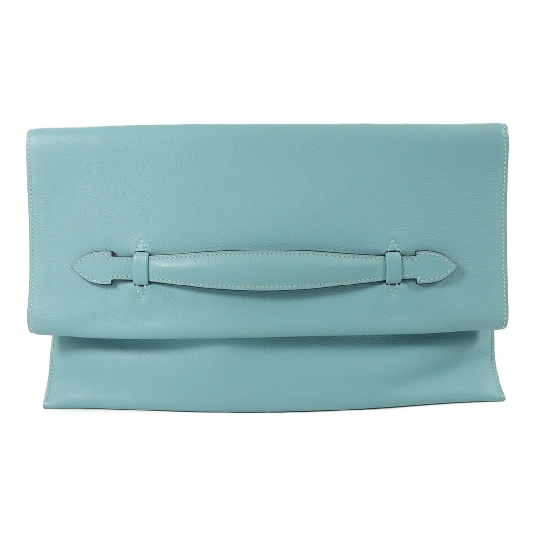 Hermes Pliplat Evercolor Calfskin Clutch Blue Atoll: Hermes Pliplat Evercolor Calfskin Clutch Blue Atoll Hermes Pliplat clutch in Blue Atoll Evercolor leather with a slim profile and flap design. The interior includes one open pocket, and the bag comes 