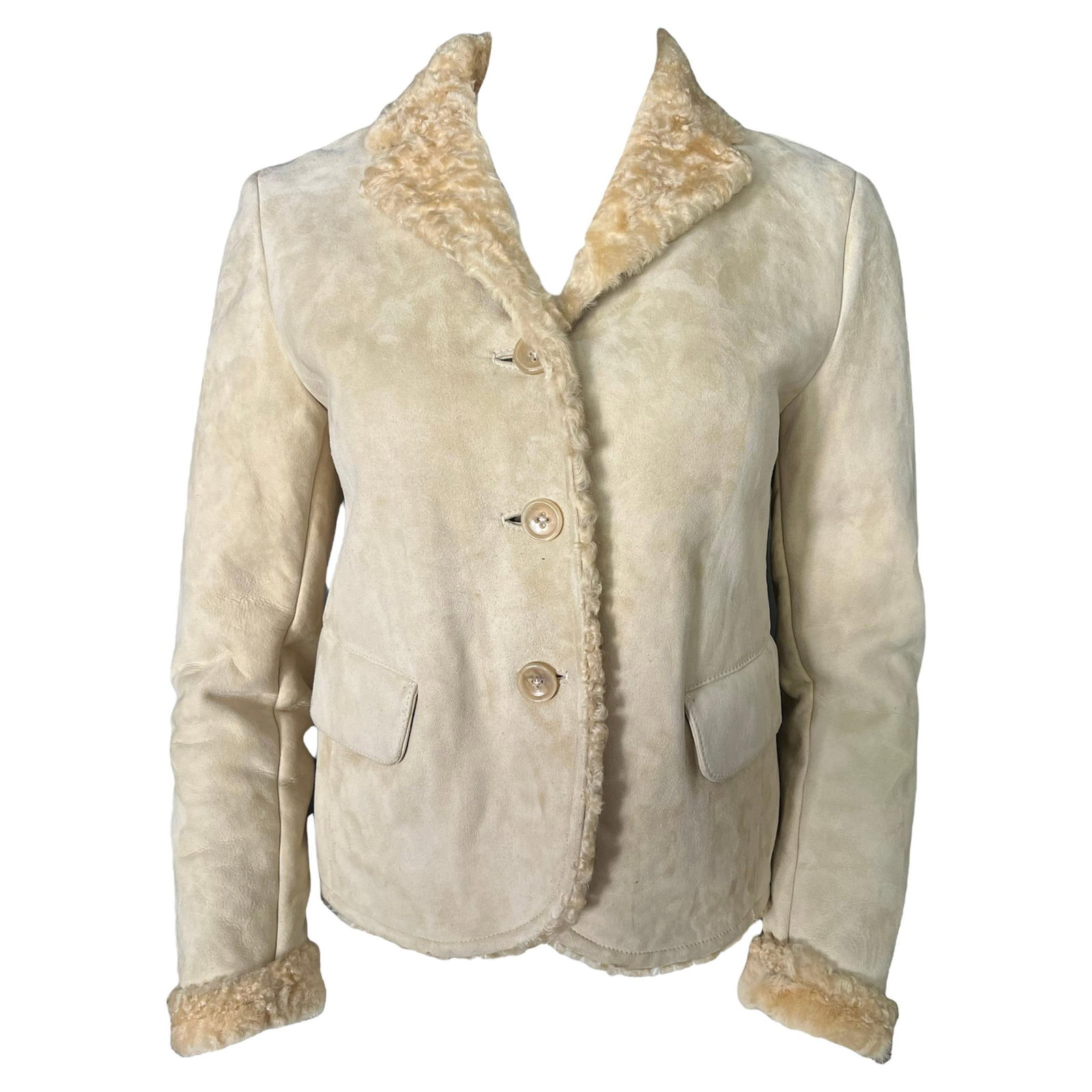 Jil Sander cropped suede leather jacket with fur collar EU 36 (1 of 10)