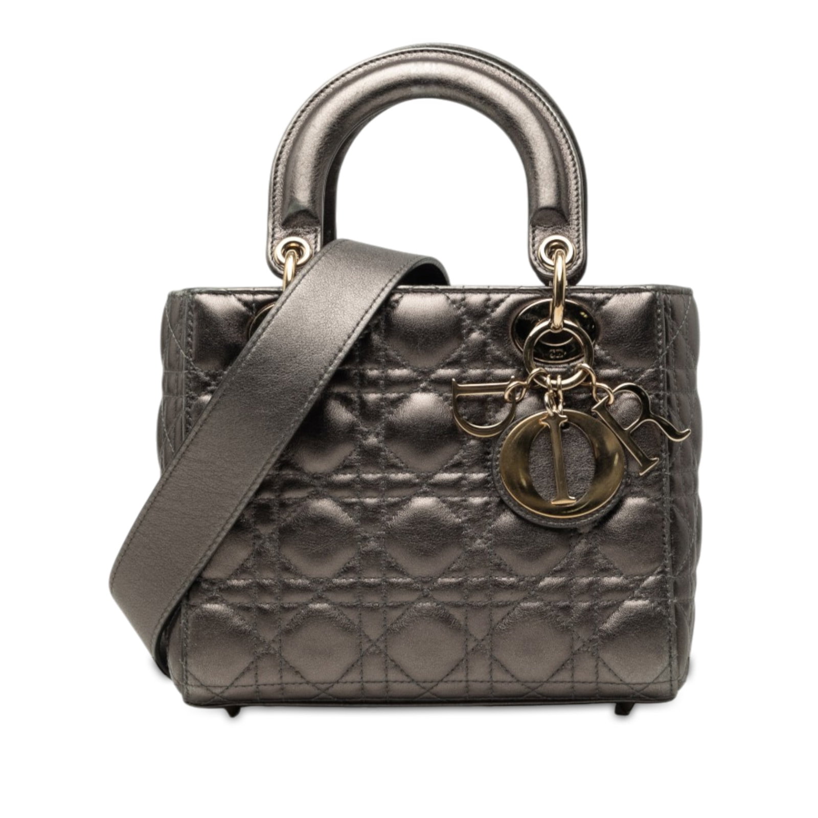 Dior My ABCDior Lady Dior Small Metallic Lambskin Bag Gray: Dior My ABCDior Lady Dior Small Metallic Lambskin Bag Gray A Dior Small Metallic Lambskin Cannage My ABCDior Lady Dior bag crafted in metallic quilted leather. This bag features flat leather handles, 