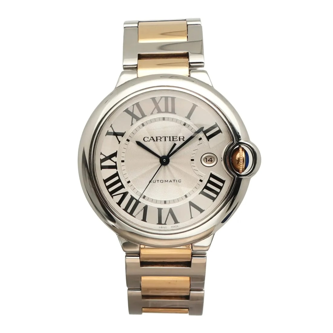 Cartier Ballon Bleu Men's 42 mm Steel and 18k Yellow Gold Wristwatch: Cartier Ballon Bleu Men's 42 mm Steel and 18k Yellow Gold Wristwatch Pre-owned Cartier Ballon Bleu wristwatch in excellent condition with a silver dial and automatic movement. This men's watch has bee