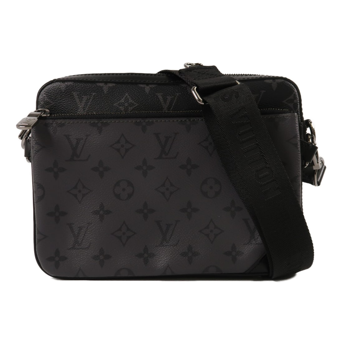 Louis Vuitton M69443 Trio Messenger Shoulder Bag Monogram Eclipse Reverse: Louis Vuitton M69443 Trio Messenger Shoulder Bag Monogram Eclipse Reverse Louis Vuitton Trio Messenger shoulder bag in Monogram Eclipse Reverse coated canvas. This men's shoulder bag features a black 