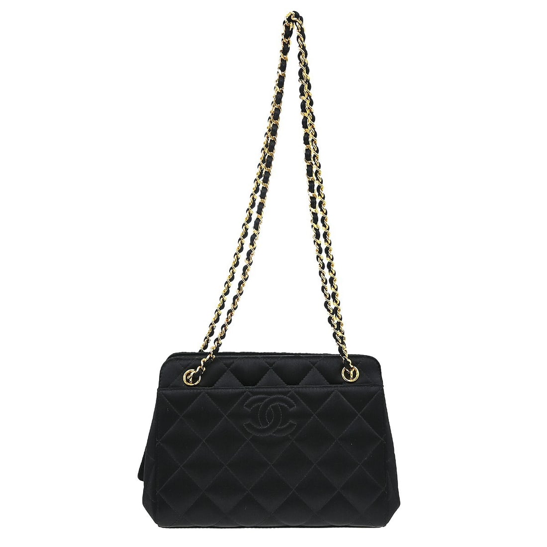 CHANEL Small Black Satin Top Handle Bag with Turn Lock: CHANEL Small Black Satin Top Handle Bag with Turn Lock Small Chanel top handle handbag in black satin with double handles and a turn-lock closure. Made in Italy, this bag includes a serial sticker and