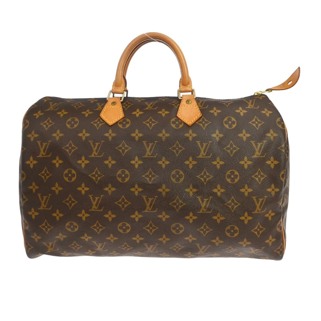 Louis Vuitton Speedy 40 Monogram Canvas Duffle Bag M41522: Louis Vuitton Speedy 40 Monogram Canvas Duffle Bag M41522 Vintage Louis Vuitton Speedy 40 duffle handbag in brown Monogram canvas with leather trim and double handles. This women's handbag features a 