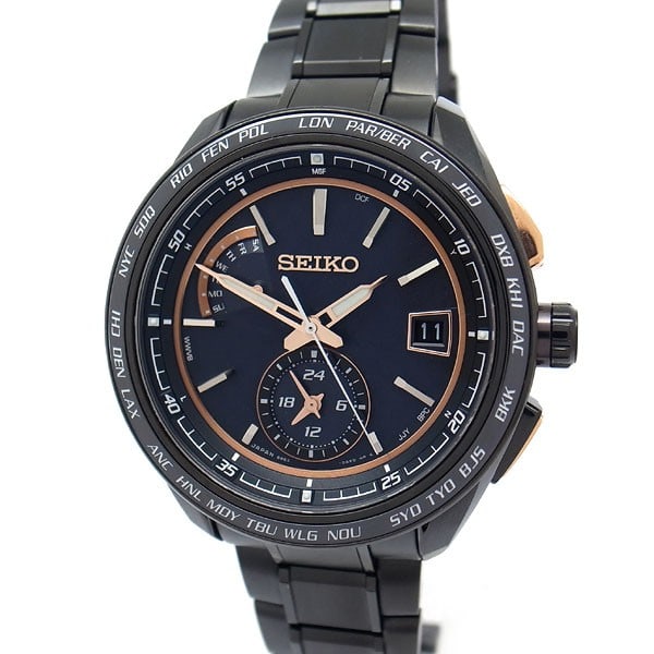Seiko SAGA263 Brightz Flight Expert Dual Time mens titanium wristwatch: Seiko SAGA263 Brightz Flight Expert Dual Time mens titanium wristwatch Seiko Brightz Flight Expert Dual Time SAGA263 men's wristwatch with radio-controlled solar movement. This model features world ti