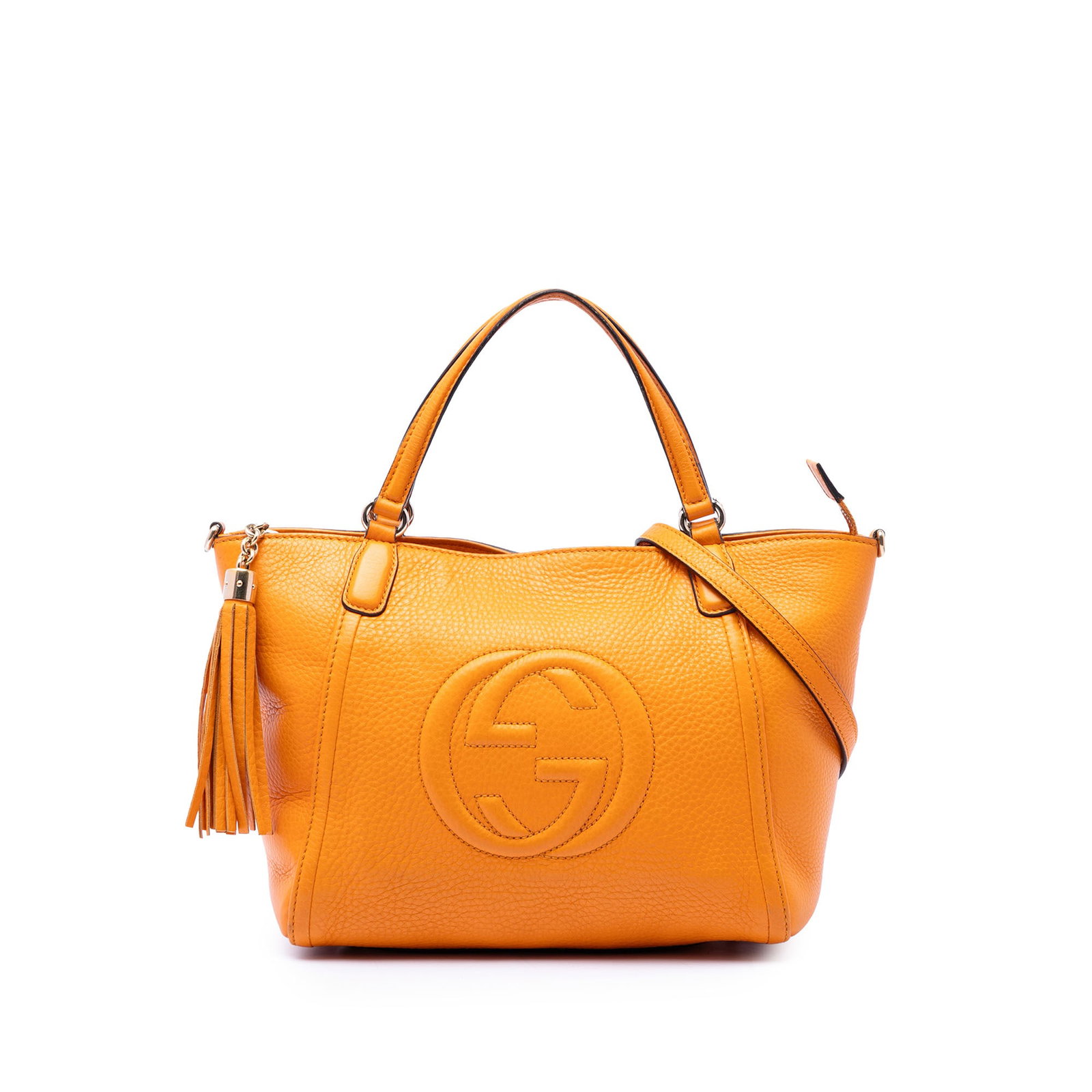Gucci Soho Cellarius Small Leather Satchel Yellow: Gucci Soho Cellarius Small Leather Satchel Yellow This Gucci Soho Cellarius satchel is crafted in yellow calfskin leather and features flat leather handles, a detachable flat leather strap, and a top 